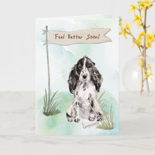 Cocker Spaniel voelt zich beter na chirurgie naar  Kaart (Gele Bloem)