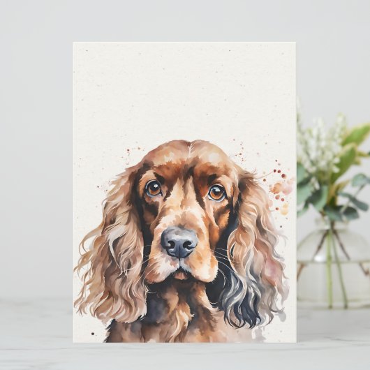 Cocker Spaniel Watercolor Kaart (Staand voorkant)