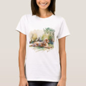 Cocker Spaniel Waterverf Kunst T-shirt (Voorkant)