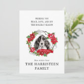 Cocker Spaniel Waterverf Poinsettia Kerstmis Feestdagenkaart (Staand voorkant)