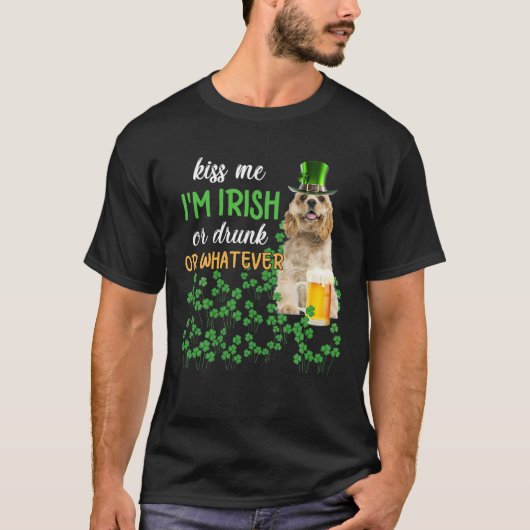 Cocker Spaniel weet dat ik Iers ben, Drink of gehu T-shirt (Voorkant)