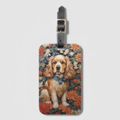 Cocker Spaniel William Morris geïnspireerd Floral Bagagelabel (Voorkant (verticaal))