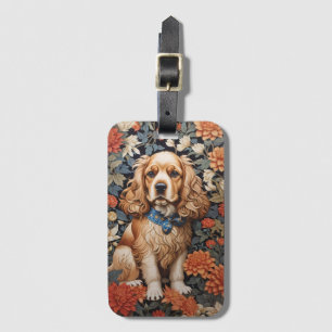 Cocker Spaniel William Morris geïnspireerd Floral Bagagelabel