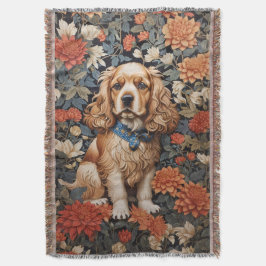 Cocker Spaniel William Morris geïnspireerd Floral Deken
