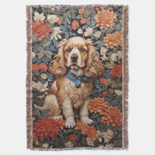 Cocker Spaniel William Morris geïnspireerd Floral Deken