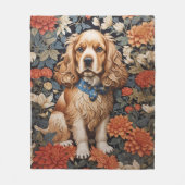 Cocker Spaniel William Morris geïnspireerd Floral Fleece Deken (Voorkant)