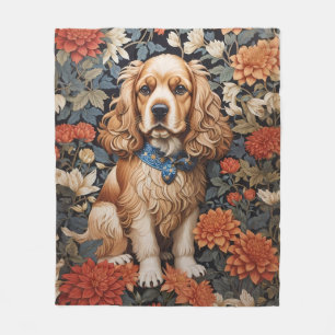 Cocker Spaniel William Morris geïnspireerd Floral Fleece Deken