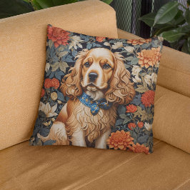 Cocker Spaniel William Morris geïnspireerd Floral Kussen