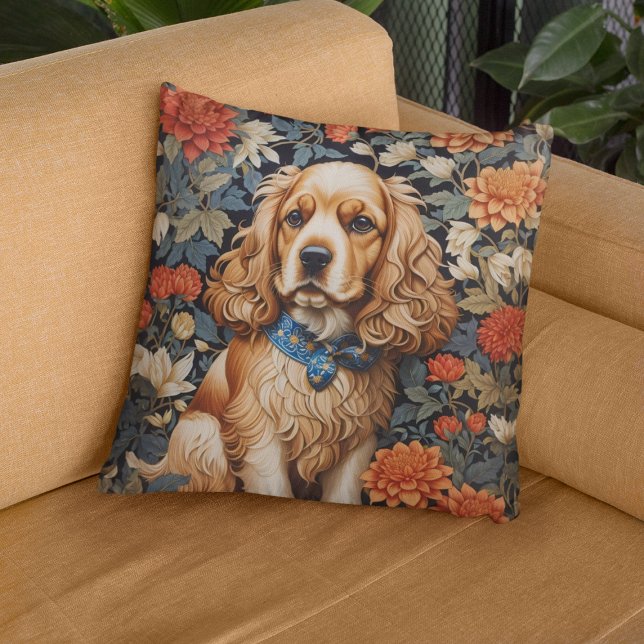 Cocker Spaniel William Morris geïnspireerd Floral Kussen (Creator heeft geüpload)