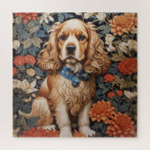 Cocker Spaniel William Morris geïnspireerd Floral Legpuzzel (Verticaal)