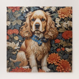 Cocker Spaniel William Morris geïnspireerd Floral Legpuzzel