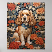 Cocker Spaniel William Morris geïnspireerd Floral Poster (Voorkant)