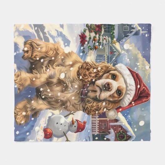 Cocker Spaniel Winter Wonderland Christmas Joy Fleece Deken (Voorkant (Horizontaal))