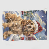 Cocker Spaniel Winter Wonderland Christmas Joy Golfhanddoek (Horizontaal)