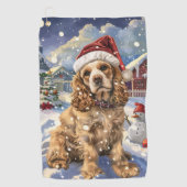 Cocker Spaniel Winter Wonderland Christmas Joy Golfhanddoek (Voorkant)
