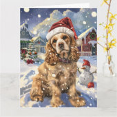 Cocker Spaniel Winter Wonderland Christmas Joy Kaart (Gele Bloem)