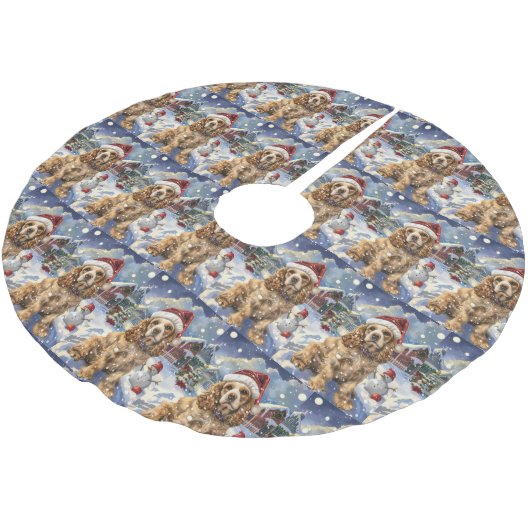 Cocker Spaniel Winter Wonderland Christmas Joy Kerstboom Rok (Gekanteld)