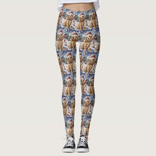 Cocker Spaniel Winter Wonderland Christmas Joy Leggings (Voorkant)