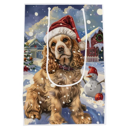 Cocker Spaniel Winter Wonderland Christmas Joy Medium Cadeauzakje (Achterkant)