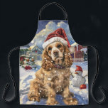 Cocker Spaniel Winter Wonderland Christmas Joy Schort<br><div class="desc">Dit feestelijke ontwerp vangt de vrolijke sfeer van het vakantieseizoen, met een schattige pup die een kerstmuts draagt. De hond is genesteld in een winterwonderland, compleet met een sneeuwpop, een versierde kerstboom en prachtig ingepakte cadeaus. Sneeuwvlokken herfsten zachtjes en voegen een magische toets toe aan het tafereel, terwijl de levendige...</div>