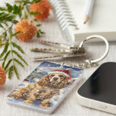 Cocker Spaniel Winter Wonderland Christmas Joy Sleutelhanger (Voorkant Rechts)