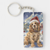 Cocker Spaniel Winter Wonderland Christmas Joy Sleutelhanger (Voorkant)