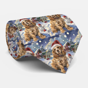 Cocker Spaniel Winter Wonderland Christmas Joy Stropdas