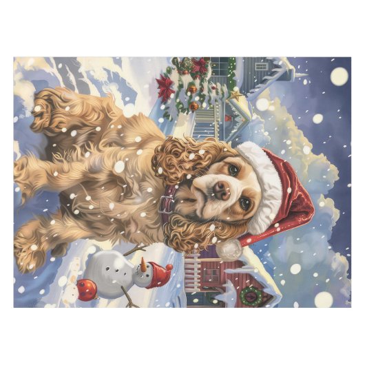 Cocker Spaniel Winter Wonderland Christmas Joy Tafelkleed (Voorkant (Horizontaal))