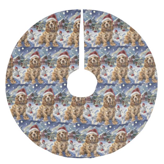 Cocker Spaniel Winter Wonderland Kerstvreugde Kerstboom Rok (Voorkant)