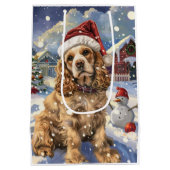 Cocker Spaniel Winter Wonderland Kerstvreugde Medium Cadeauzakje (Achterkant)