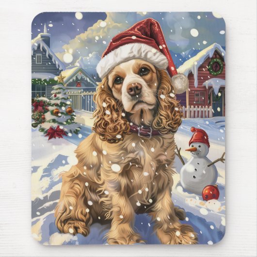 Cocker Spaniel Winter Wonderland Kerstvreugde Muismat (Voorkant)