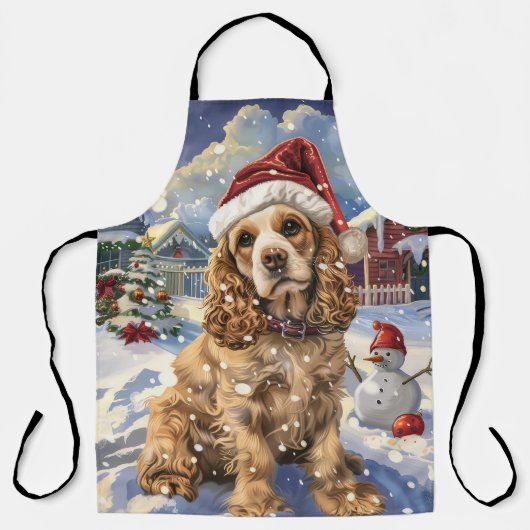 Cocker Spaniel Winter Wonderland Kerstvreugde Schort (Voorkant)