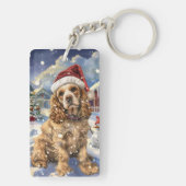 Cocker Spaniel Winter Wonderland Kerstvreugde  Sleutelhanger (achterkant)