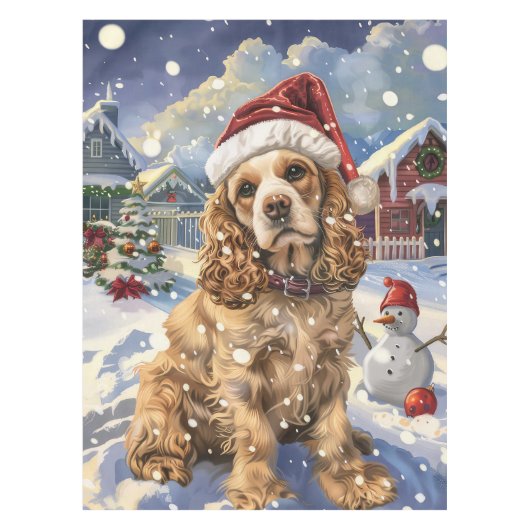 Cocker Spaniel Winter Wonderland Kerstvreugde  Tafelkleed (Voorkant)
