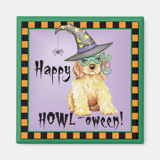 Cocker Spaniel Witch Magneet (Voorkant)