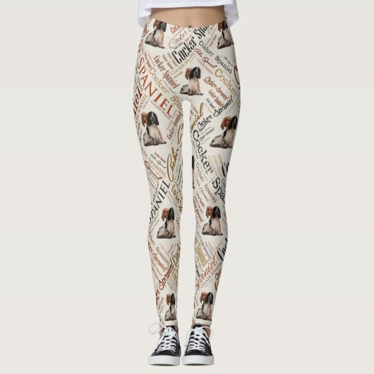 Cocker Spaniel Word Art Leggings (Voorkant)