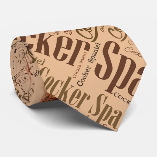 Cocker Spaniel Word Art Stropdas (Opgerold)