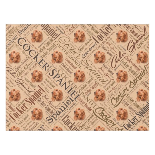 Cocker Spaniel Word Art Tafelkleed (Voorkant (Horizontaal))