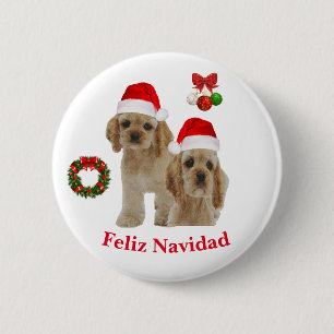 Cocker spaniel Zalig Kerstfeest Ronde Button 5,7 Cm