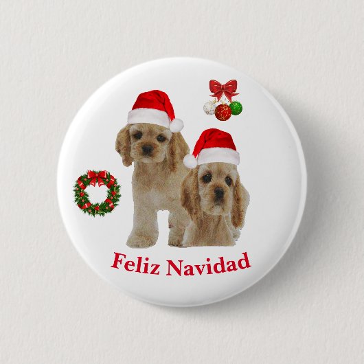 Cocker spaniel Zalig Kerstfeest  Ronde Button 5,7 Cm (Voorkant)