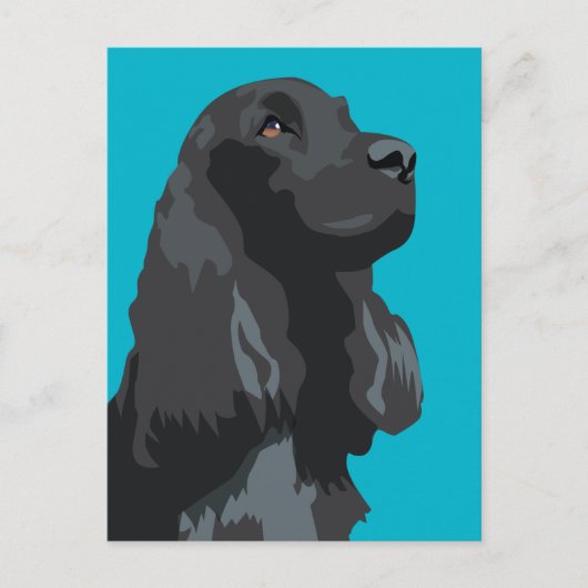 Cocker Spaniel - Zwart - Breedte Sjablonen Briefkaart (Voorkant)