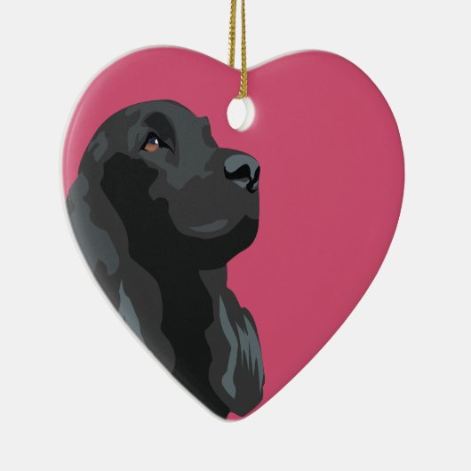 Cocker Spaniel - Zwart - Breedte Sjablonen Keramisch Ornament (Rechts)