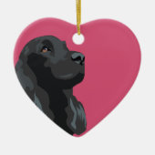 Cocker Spaniel - Zwart - Breedte Sjablonen Keramisch Ornament (Voorkant)