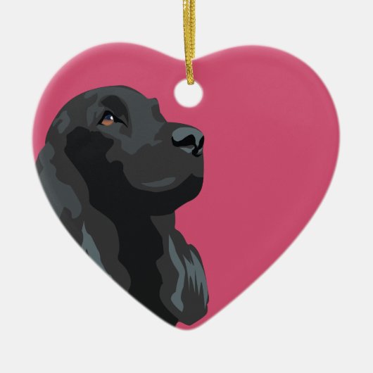 Cocker Spaniel - Zwart - Breedte Sjablonen Keramisch Ornament (Voorkant)