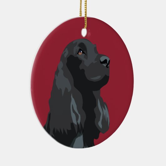 Cocker Spaniel - Zwart - Breedte Sjablonen Keramisch Ornament (Rechts)