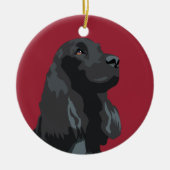 Cocker Spaniel - Zwart - Breedte Sjablonen Keramisch Ornament (Voorkant)