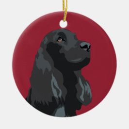 Cocker Spaniel - Zwart - Breedte Sjablonen Keramisch Ornament