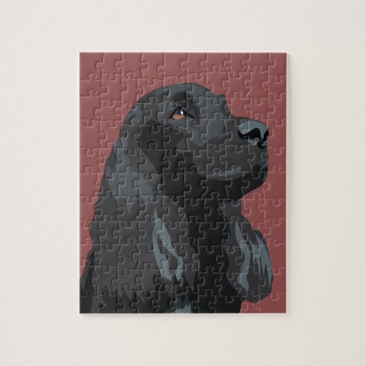 Cocker Spaniel - Zwart - Breedte Sjablonen Legpuzzel (Verticaal)