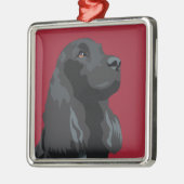 Cocker Spaniel - Zwart - Breedte Sjablonen Metalen Ornament (Links)