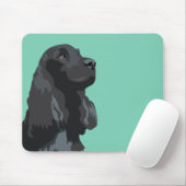 Cocker Spaniel - Zwart - Breedte Sjablonen Muismat (Met muis)